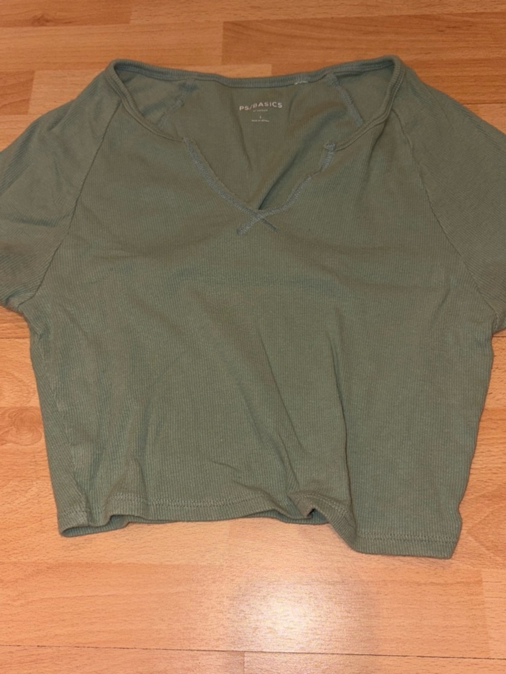 PacSun Olive Ribbed V-Neck Crop Top